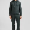 Regular green brushed cotton fleece hoodie