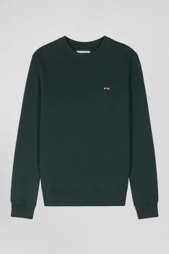 Regular green brushed cotton fleece sweatshirt