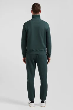 Regular green brushed cotton fleece sweatshirt