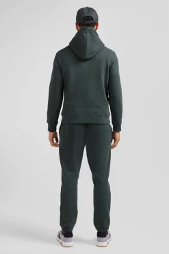 Regular green brushed cotton fleece hoodie