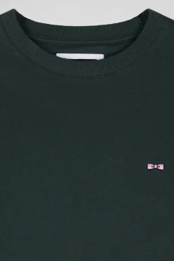 Regular green brushed cotton fleece sweatshirt