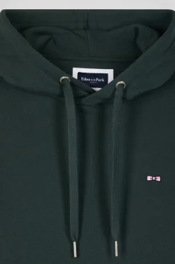 Regular green brushed cotton fleece hoodie
