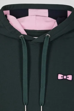 Regular green brushed cotton fleece hoodie with Eden Park embroidery