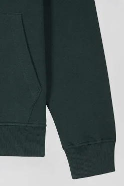 Regular green brushed cotton fleece hoodie