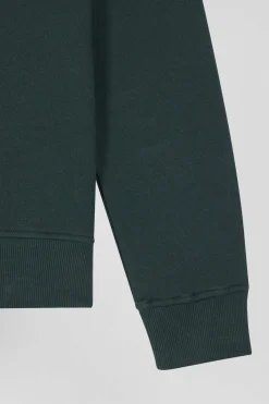 Regular green brushed cotton fleece sweatshirt