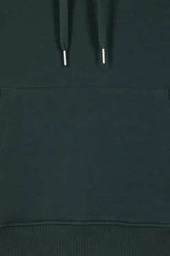 Regular green brushed cotton fleece hoodie
