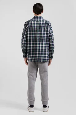 Regular green checked cotton shirt