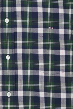 Regular green checked cotton shirt