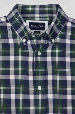 Regular green checked cotton shirt