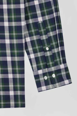 Regular green checked cotton shirt
