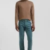 Regular green chino trousers in stretch cotton gabardine