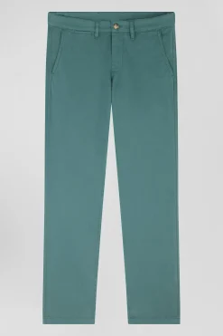 Regular green chino trousers in stretch cotton gabardine