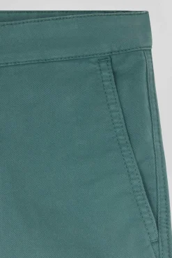 Regular green chino trousers in stretch cotton gabardine