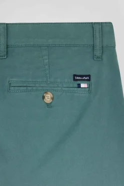 Regular green chino trousers in stretch cotton gabardine