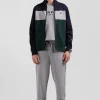 Regular green colorblock zipped cotton blend sweatshirt