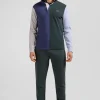 Regular green colorblock long-sleeved cotton rugby shirt