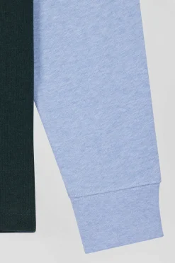 Regular green colorblock long-sleeved cotton rugby shirt