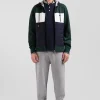 Regular green cotton blend hoodie with padded front