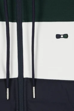 Regular green cotton blend hoodie with padded front