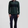 Regular green long-sleeved cotton rugby shirt with sleeve N°10 embroidery