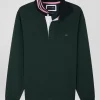 Regular green long-sleeved Pima cotton rugby shirt