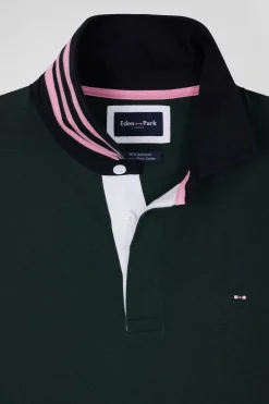 Regular green long-sleeved Pima cotton rugby shirt
