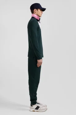Regular green long-sleeved cotton rugby shirt with bow tie details