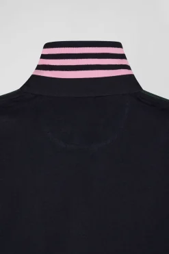 Regular green long-sleeved cotton rugby shirt with sleeve N°10 embroidery