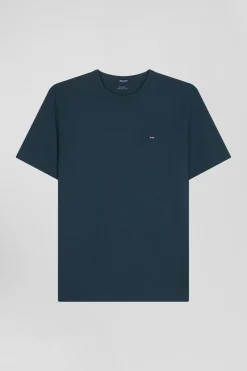 Regular green Pima cotton short-sleeved T-shirt
