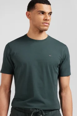 Regular green Pima cotton short-sleeved T-shirt