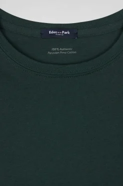Regular green Pima cotton short-sleeved T-shirt