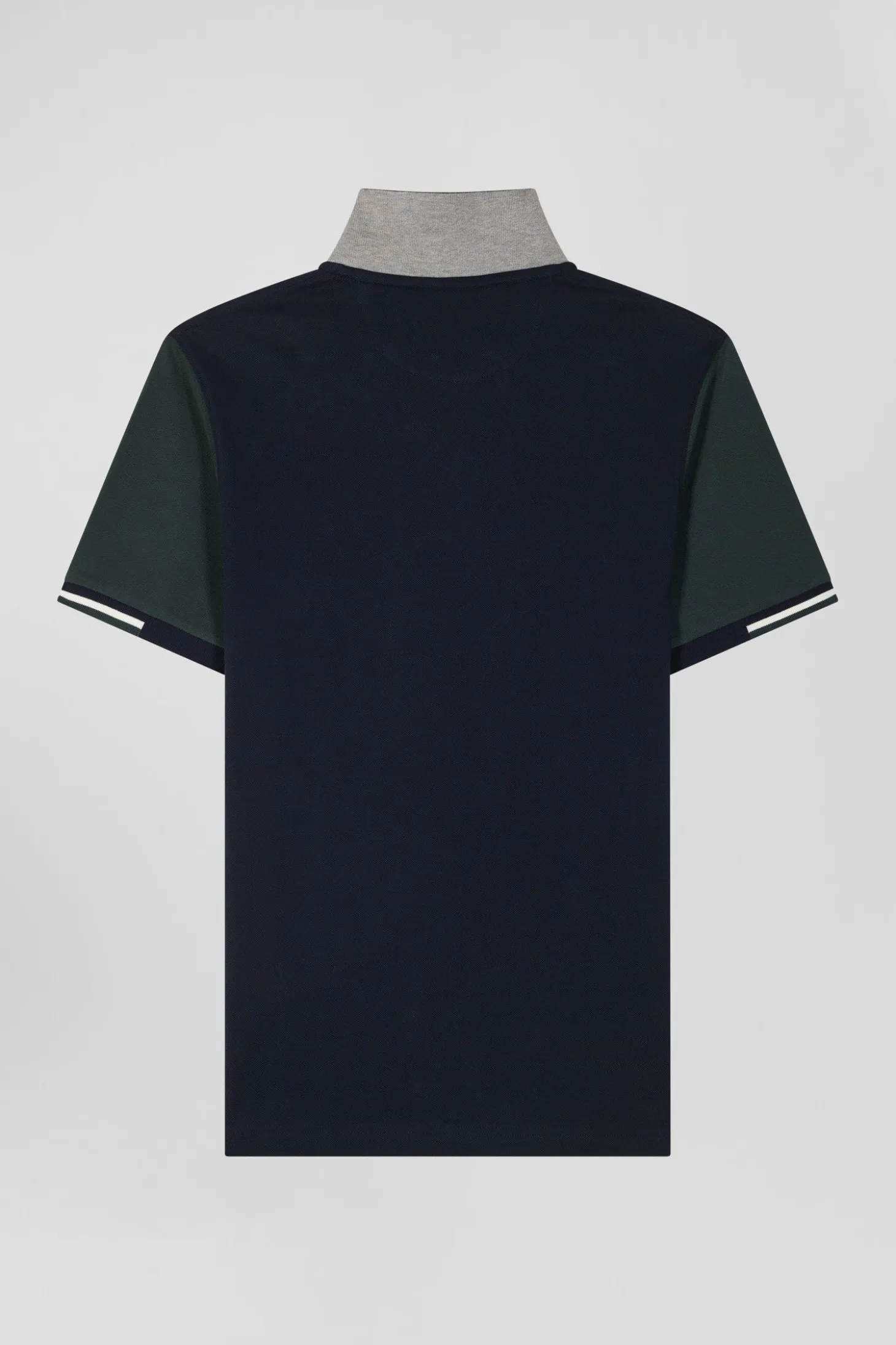 Regular green short-sleeved cotton piqué polo shirt with Eden Park jacquard collar