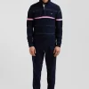 Regular green striped cotton polo neck jumper