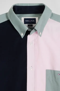 Regular green tricolour cotton shirt