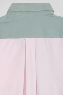 Regular green tricolour cotton shirt