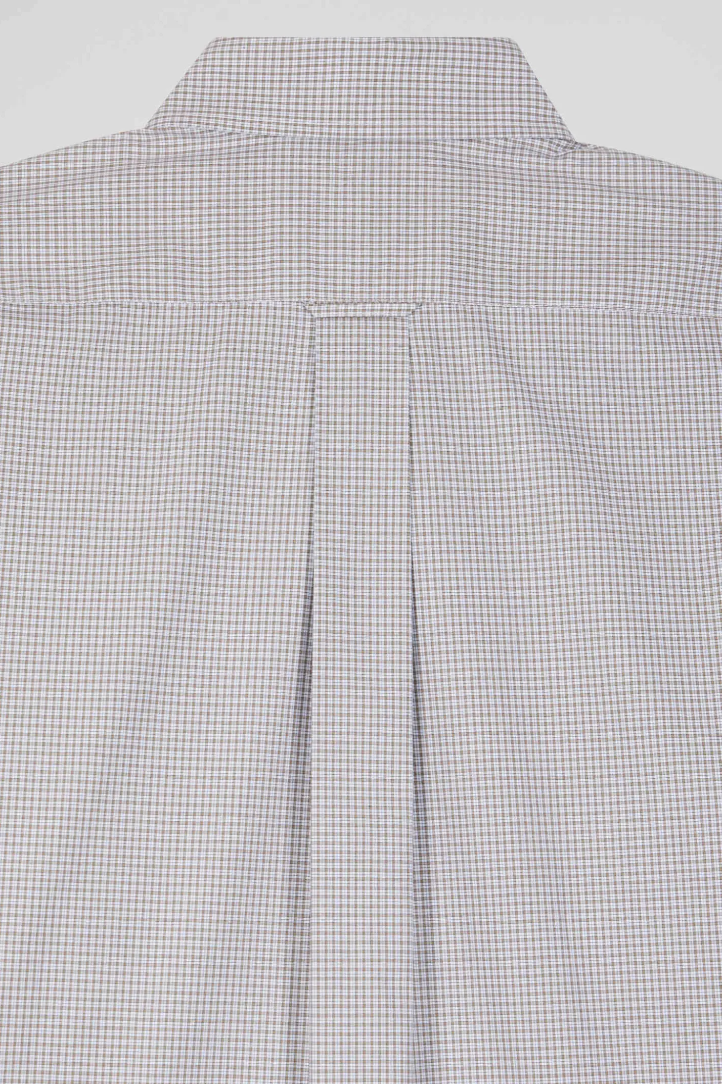 Regular greige cotton shirt with micro checks