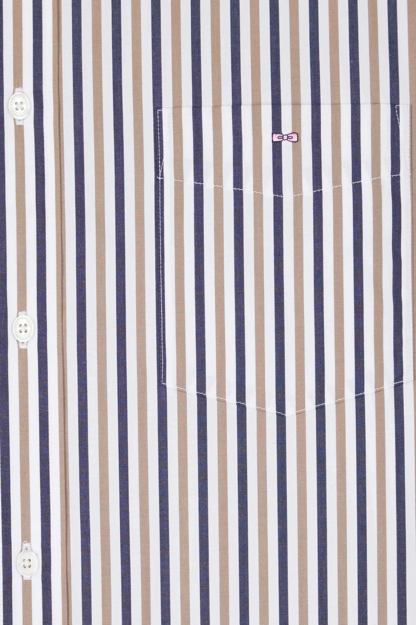 Regular greige striped cotton poplin shirt