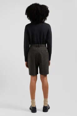 Regular grey blended wool shorts
