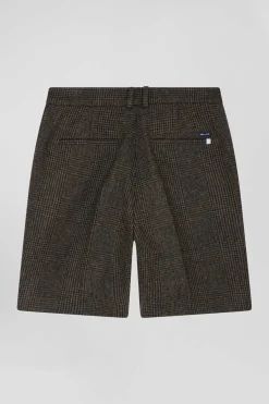 Regular grey blended wool shorts