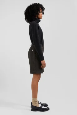 Regular grey blended wool shorts