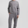 Regular grey brushed cotton fleece sweatshirt