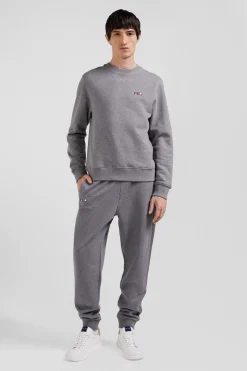Regular grey brushed cotton fleece sweatshirt