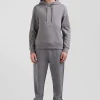 Regular grey brushed cotton fleece hoodie