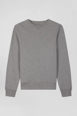 Regular grey brushed cotton fleece sweatshirt