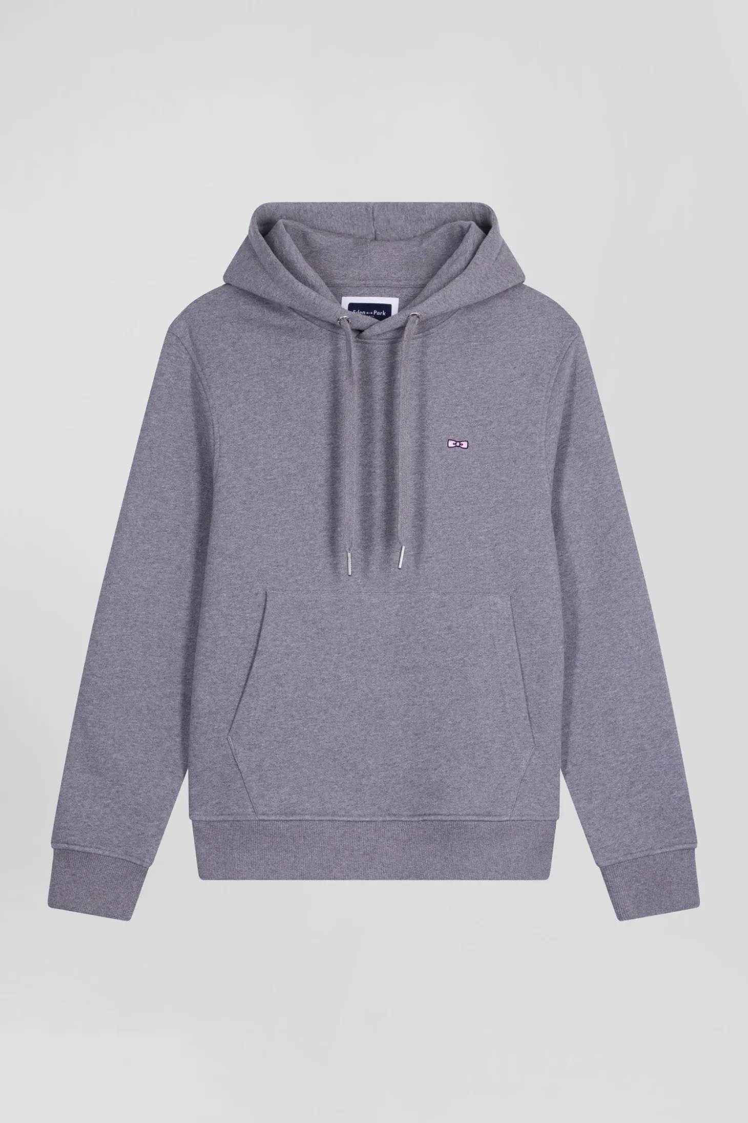 Regular grey brushed cotton fleece hoodie
