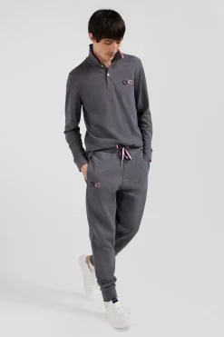 Regular grey brushed cotton fleece jogging bottoms