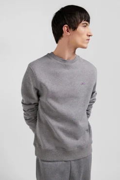 Regular grey brushed cotton fleece sweatshirt