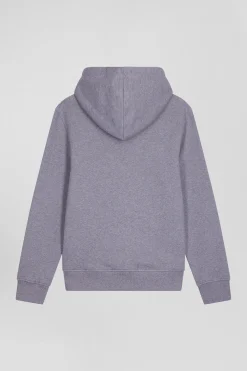 Regular grey brushed cotton fleece hoodie