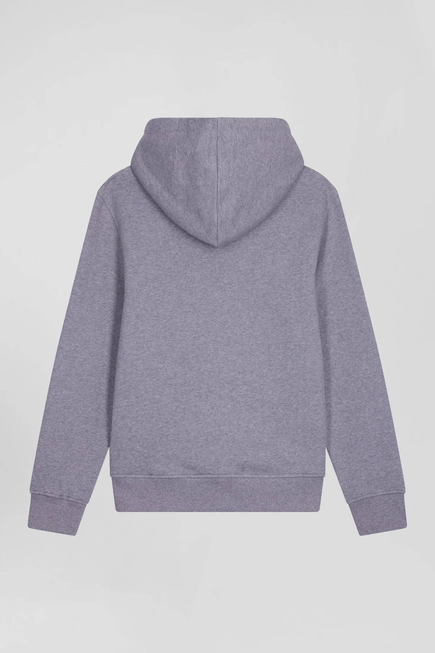 Regular grey brushed cotton fleece hoodie