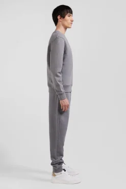 Regular grey brushed cotton fleece sweatshirt